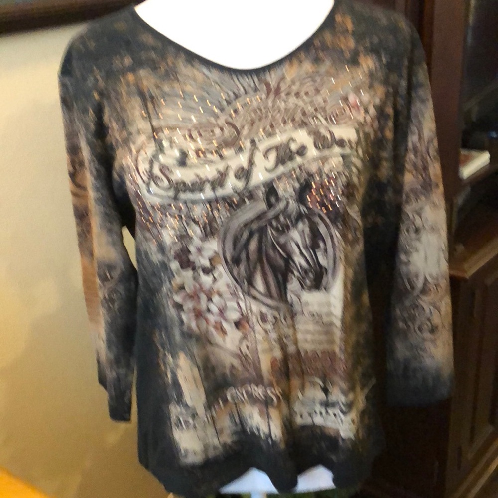 Espresso Black and Brown Long Sleeve Tee